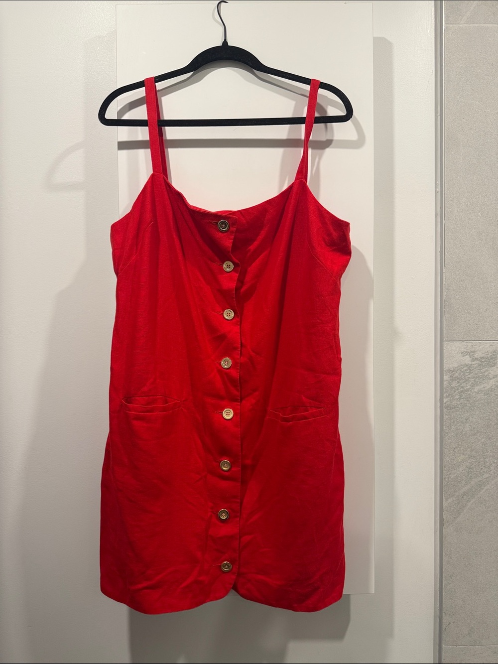 J. Crew Red Button-Front Mini Dress